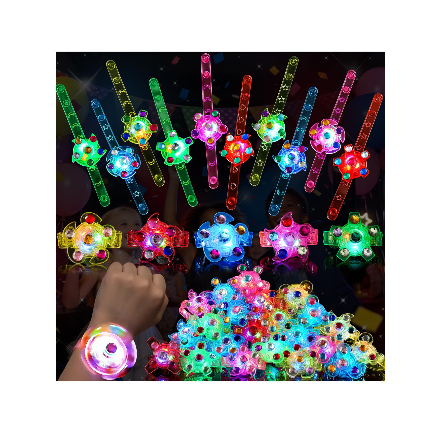 Amazon.com: SCIONE 48 Pack LED Light Up Fidget Spinner Bracelets